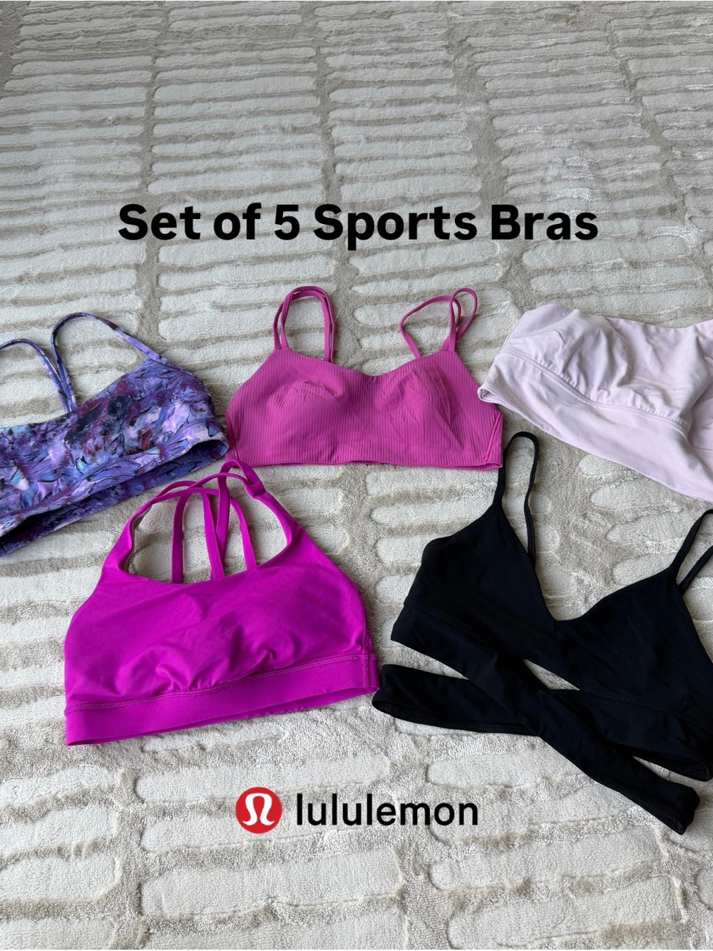 Lululemon Set of 5 Sport Bras. Sizes 4 & 6